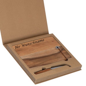 Holzbrett mit Gravur / mit Käsemesser / Käsebrett