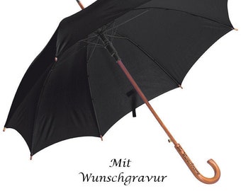 Automatik-Regenschirm mit Gravur / Farbe: schwarz