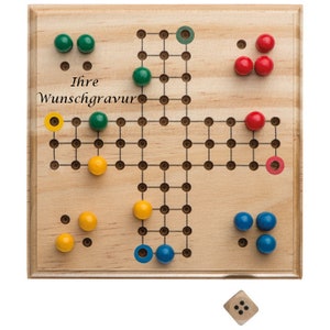 Ludo Spiel aus Holz mit Gravur / Reisespiel Bild 1