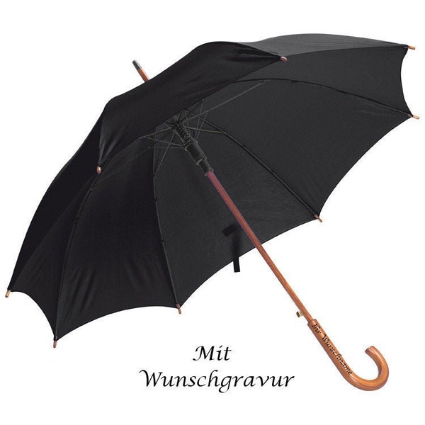 Automatik-Regenschirm mit Gravur / Farbe: schwarz