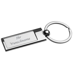 Metal keychain with engraving / rectangular / chrome-plated image 1