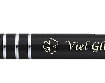 Ballpoint pen with engraving "Good Luck" / made of metal / color: black