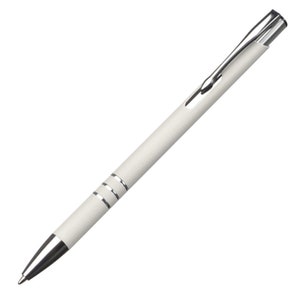 Slim ballpoint pen with engraving / made of metal / color: white image 3