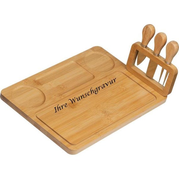 Bambus Ksebrett-Set mit Gravur / bestehend Servierplatte und Ksebesteck -  Etsy.de