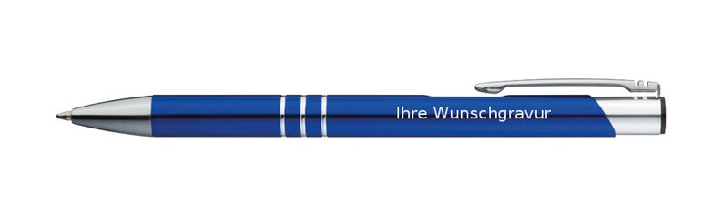 Metal ballpoint pen / with engraving / colour: blue image 1