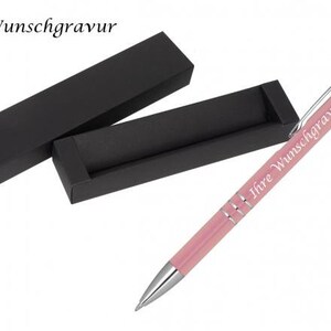 Kugelschreiber aus Metall mit Gravur / mit Pappetui / Farbe: rosé