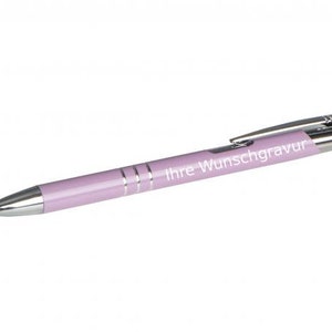 Ballpoint pen made of metal with engraving / color: pastel purple image 1