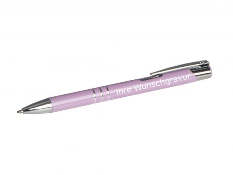 Ballpoint pen made of metal with engraving / color: pastel purple image 1