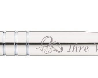 10 Kugelschreiber mit Gravur "Hochzeit" / aus Metall / Farbe: weiß
