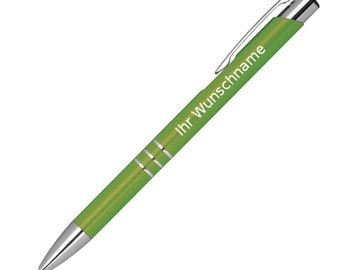 Metal ballpoint pen with engraving / Color: light green