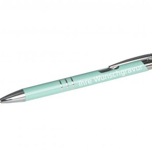 Kugelschreiber aus Metall mit Gravur / Farbe: pastell mint Bild 2