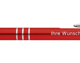 Ballpoint pen made of metal / with engraving / colour: red