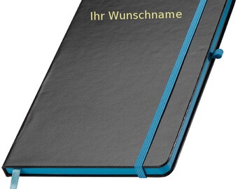 Notebook with engraving / DIN A5 / 160 p. / lined / PU hardcover / color: turquoise