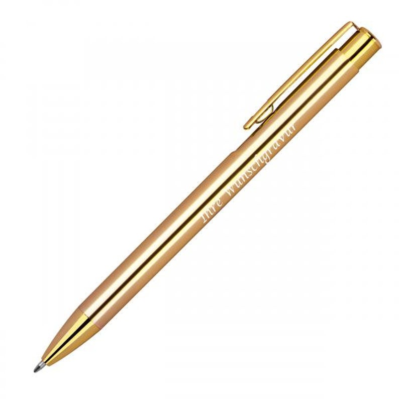 Retractable metal ballpoint pen with engraving / color: metallic gold image 2