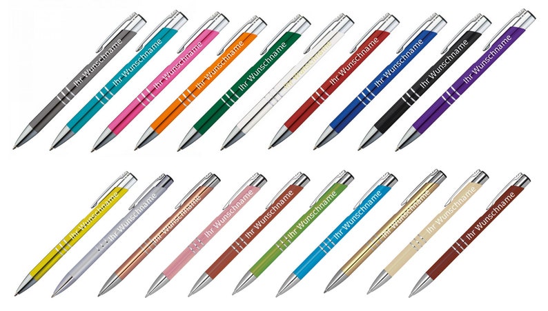20 Kugelschreiber aus Metall mit Gravur / 20 verschiedene Farben Bild 1
