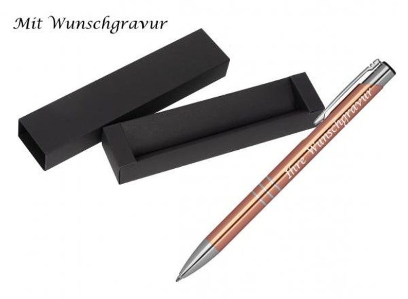 Kugelschreiber aus Metall mit Gravur / mit Pappetui / Farbe: roségold Bild 1