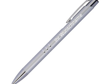 Ballpoint pen made of metal with engraving / colour: silver