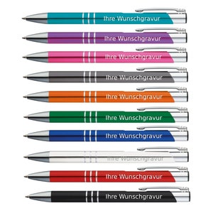 100 Kugelschreiber aus Metall / mit Gravur / 10 verschiedene Farben Bild 1