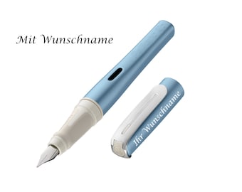 Pelikan Fountain Pen with Engraving / Filler / "Pelikano Up PURR Blue M"