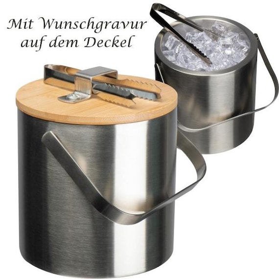 Eiswürfeleimer mit Gravur / Eiskübel / Eiswürfelbehälter mit Deckel