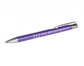 Kugelschreiber aus Metall mit Gravur / Farbe: violett (matt)
