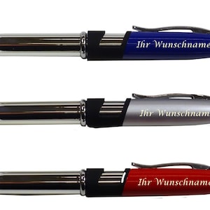 3x LED touch pen ballpoint pen with engraving with smartphone holder / in 3 colors