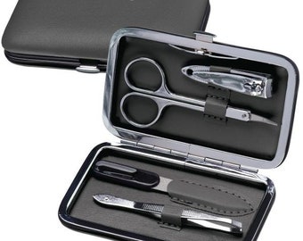 Maniküre-Set mit Gravur / 5-teilig / im PVC-Etui mit Metallrahmen