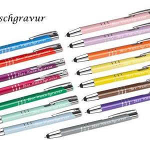 15 touch pens made of metal with engraving / 15 different colors