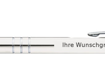 Ballpoint pen made of metal / with engraving / color: white