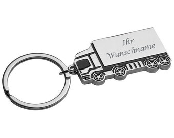 Metal keychain "Truck" with engraving / made of high-gloss metal