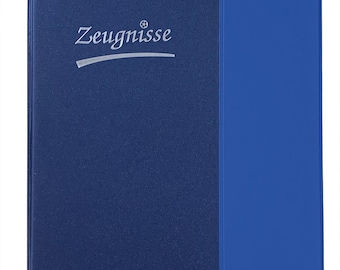 Certificate folder with engraving / Certificate ring binder A4 with 10 pockets / Color: metallic blue