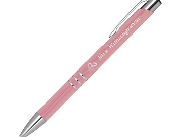 Kugelschreiber mit Gravur "Hochzeit" / aus Metall / Farbe: rose'