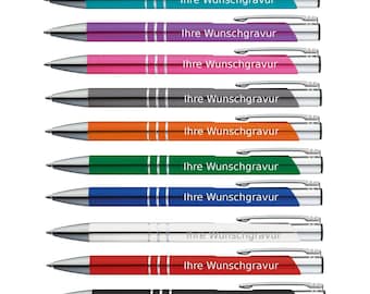 50 metal ballpoint pens / with engraving / 10 different colors