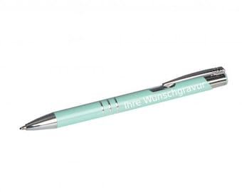 Kugelschreiber aus Metall mit Gravur / Farbe: pastell mint