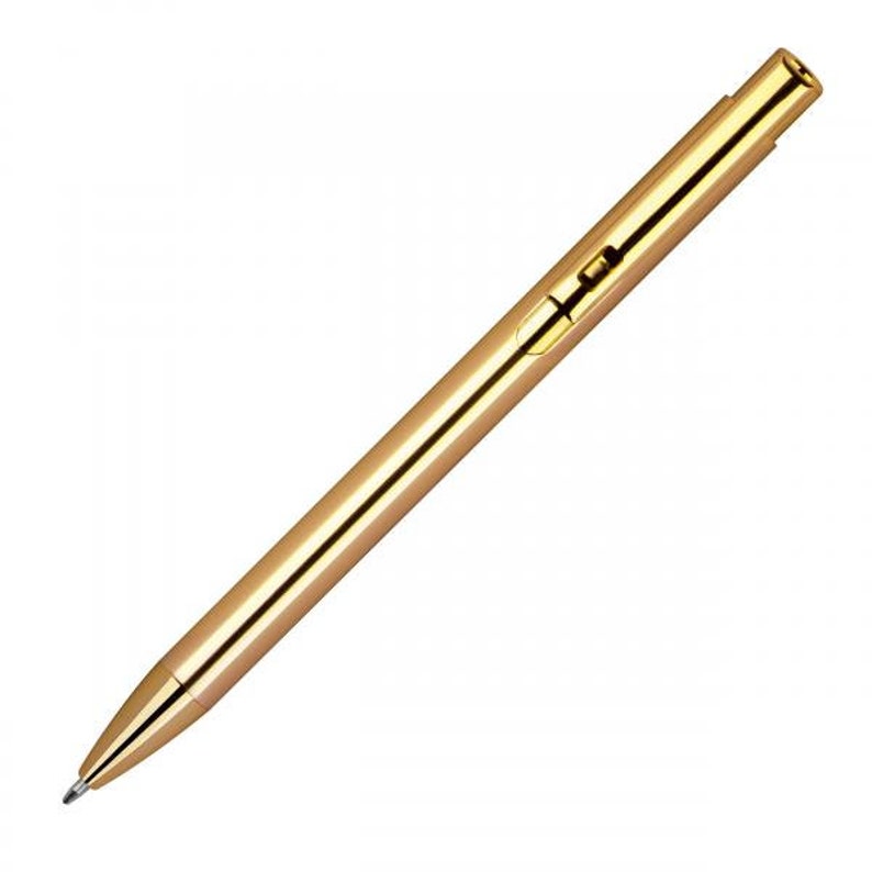 Retractable metal ballpoint pen with engraving / color: metallic gold image 3