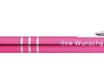 Metal ballpoint pen / with engraving / colour: pink