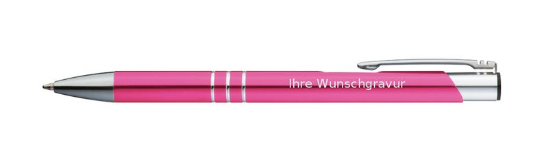 Kugelschreiber aus Metall / mit Gravur / Farbe: pink Bild 1