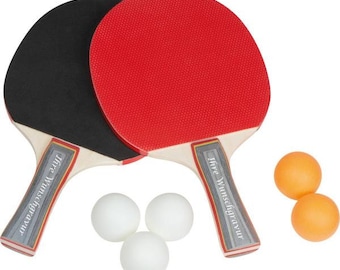 Table tennis set with engraving / 2 table tennis bats and 5 table tennis balls