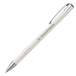 Slim ballpoint pen with engraving / made of metal / color: white image 1