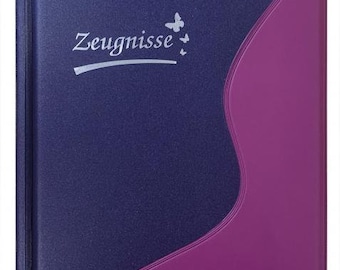 Certificate folder with engraving / with 12 pockets / metallic purple