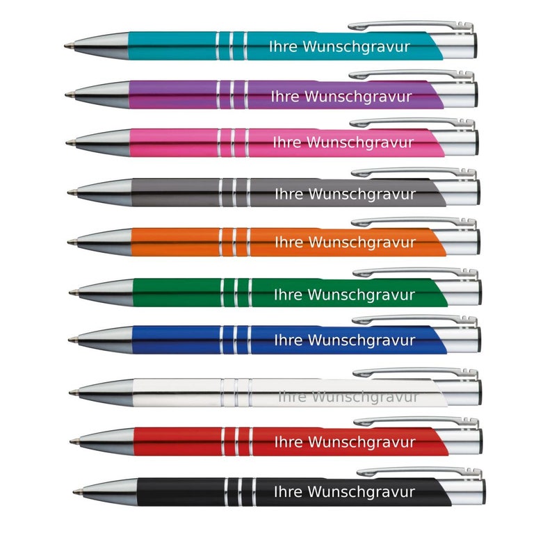 20 Kugelschreiber aus Metall mit Gravur / 20 verschiedene Farben Bild 4