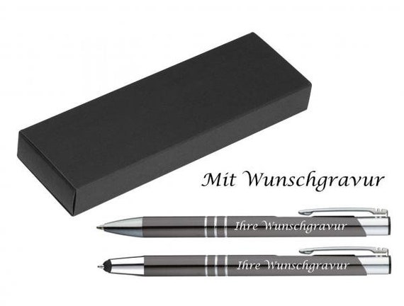 10er Pack Touchpen Kugelschreiber Mit Gravur – Metall, Anthrazit, Mit Stylus & Großraummine. Perfekt Für Werbung Oder Persönliche Geschenke!
