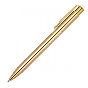 Retractable metal ballpoint pen with engraving / color: metallic gold image 1