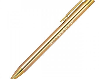 Retractable metal ballpoint pen with engraving / color: metallic gold