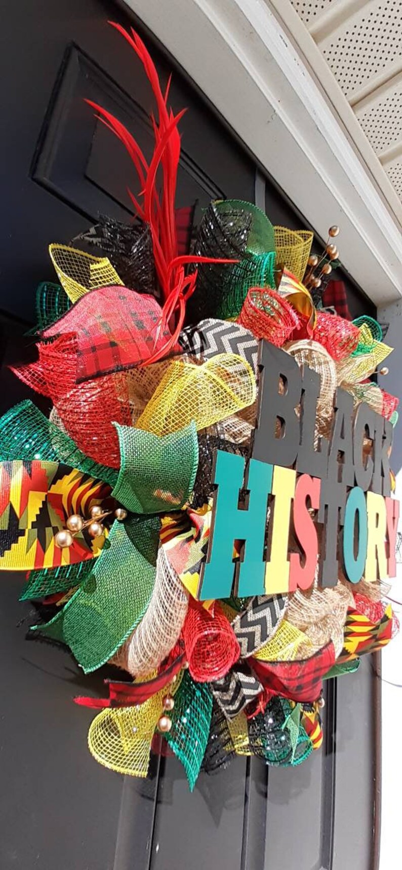 Black history wreath African wreath afrocentric wreath | Etsy