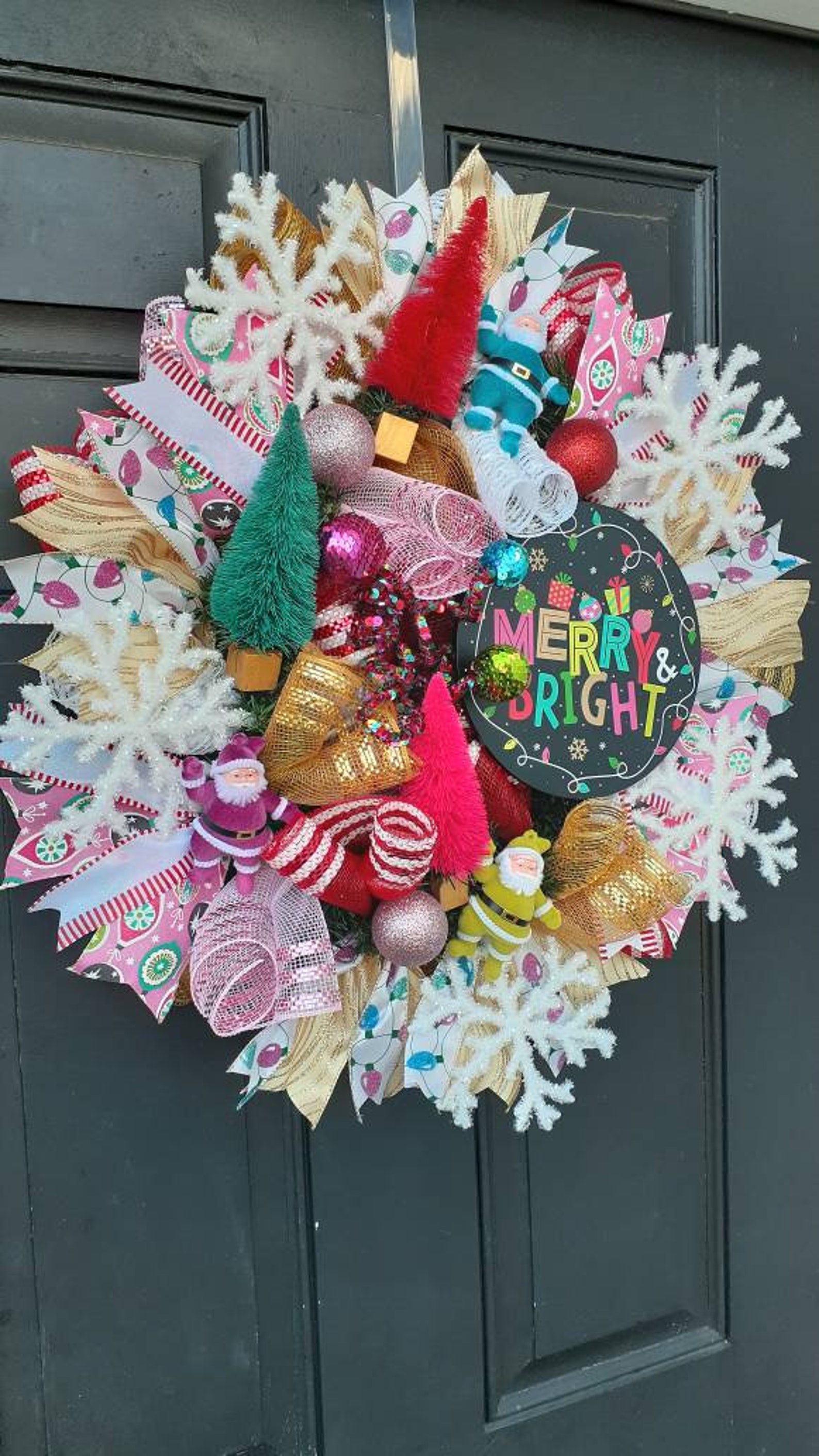 Couronne de Noël joyeuse et lumineuse couronne colorée de | Etsy Couronne de Noël joyeuse et lumineuse couronne colorée de | Etsy