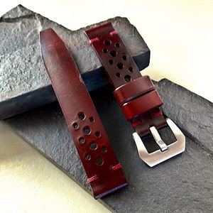 Racing leather watch strap 20mm