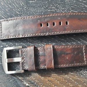 Sturgeon leather watch strap 22 mm