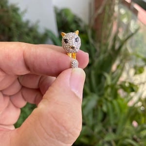 Panther Ring In 14k Yellow Gold With natural Diamonds On Sale In ring Size US 7
