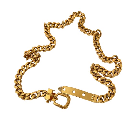 Vintage 1970s GUCCI Gold Chain Buckle Belt - image 1